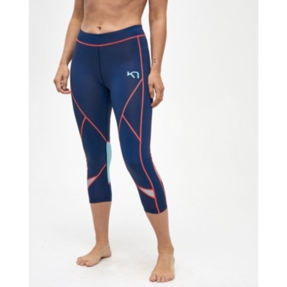 Kari Traa Louise Teal & Orange 3/4 Tights Size M - Picture 1 of 10